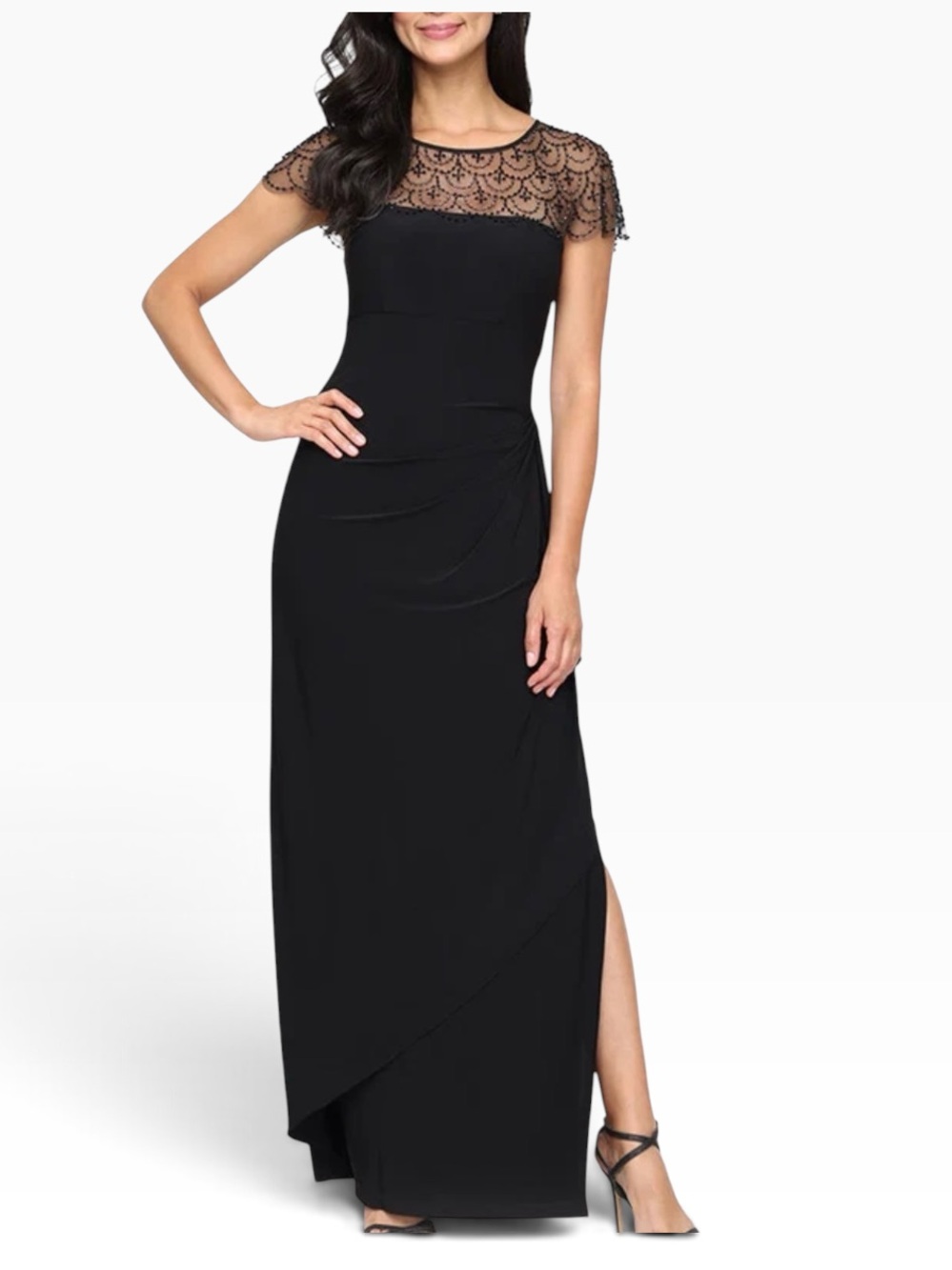 CSCAPE, Beaded  Rushed Formal Gown